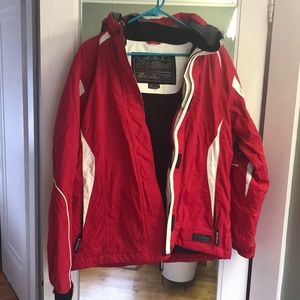 Red winter ski jacket